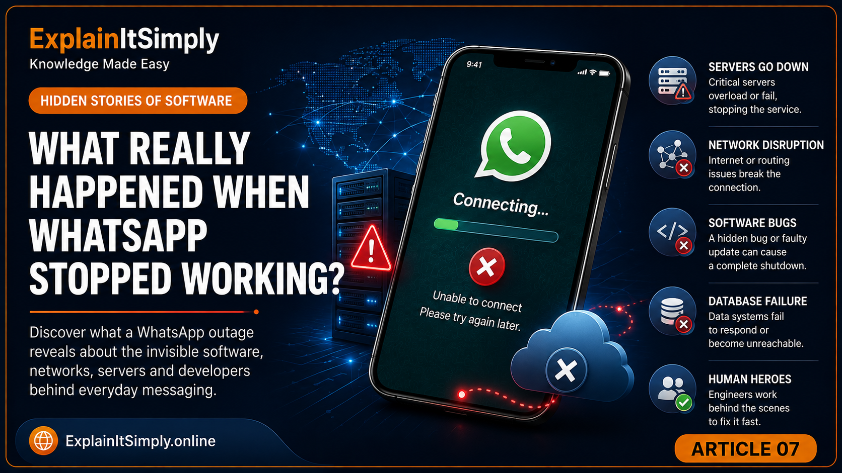 A messaging service unavailable during a software outage